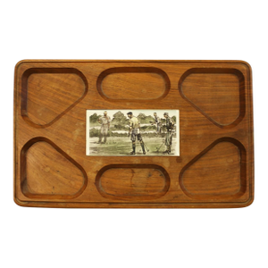 Mid 20th Century Brooks Brothers X Paul Brown Golfers Porcelain Plaque W/ Bunker Valet Wood Tray