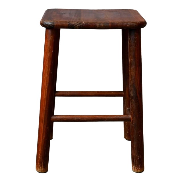 Vintage Country Bohemian Stool in Wood, 1970s For Sale