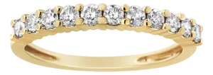 14K Yellow Gold Plated .925 Sterling Silver 1/2 cttw Shared Prong Set Brilliant Round-Cut Diamond 11 Stone Band Ring (J-K Color,SI2-I1 Clarity) Size 6