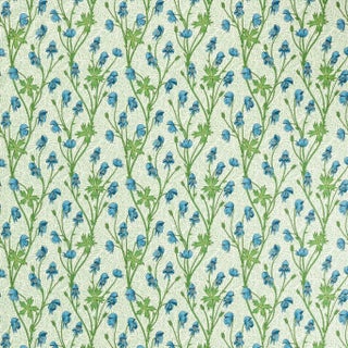 Morris & Co Monkshood Fabric in Cobalt/Goblin Green For Sale