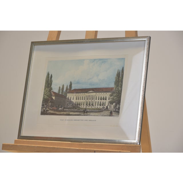 Bellevue Palace Near Berlin, Colored Steel Engraving, Circa 1855 For Sale - Image 5 of 8