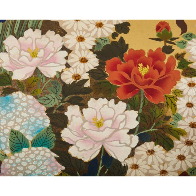 *完成*花様オーダー Japanese Showa Four Panel Screen Hanaguruma Flower Cart