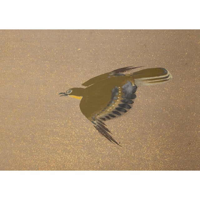 "Sparrows and Persimmon", Showa Era Japanese Yamato-E Style Byobu Screen For Sale - Image 11 of 18