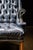 Cornflower Blue Vintage Tufted Leather Chesterfield Armchair in Cornflower Blue For Sale - Image 8 of 8