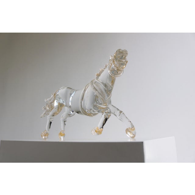 Mid-Century Italian Murano Glass Horse Sculpture with 24 Karat Gold by Arnaldo Zanella, 1970s For Sale - Image 7 of 18