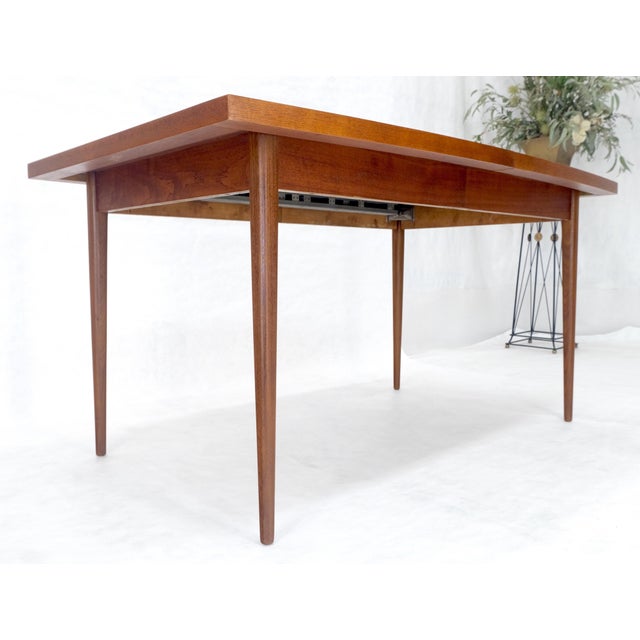 Brown Danish Mid Century Modern Teak Boat Shape Dining Table w/ 3 12" Leaves MINT For Sale - Image 8 of 17