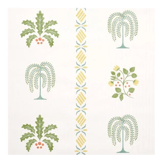 Sample - Schumacher Willard House Stencil Wallpaper in Green For Sale