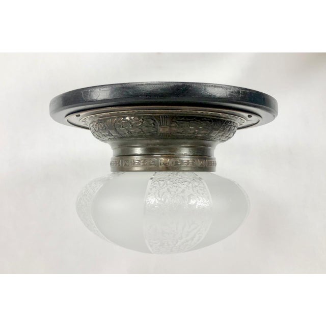 Art Nouveau Brass & Crystal Glass Ceiling Lamp, 1910s For Sale - Image 11 of 15