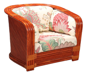 Rattan and Red Lacquered Bamboo Sofa, 1980s
