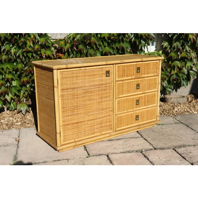Rattan and Bamboo Buffet with Drawers from Dal Vera, Italy, 1960s For Sale - Image 11 of 11