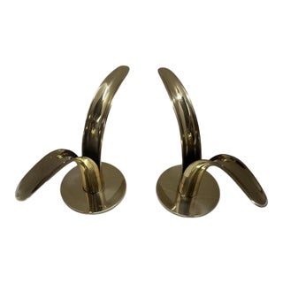 Pair of Mid 20th Century Brass Candle Stick Holders MCM For Sale