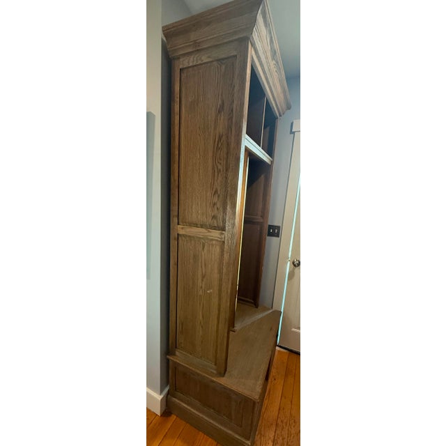 Restoration Hardware Solid Oak Entry Locker Hall Tree With Bench & Shoe Storage For Sale - Image 9 of 9