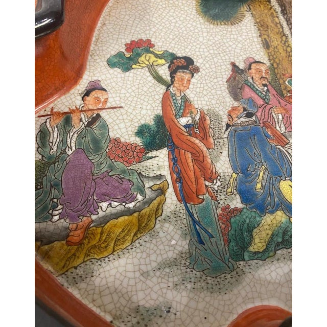 Blue Meiji Japanese Satsuma Porcelain Dish in Ceramic For Sale - Image 8 of 13