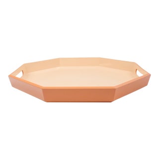 Vintage Octagonal Lacquered Blush Tray For Sale