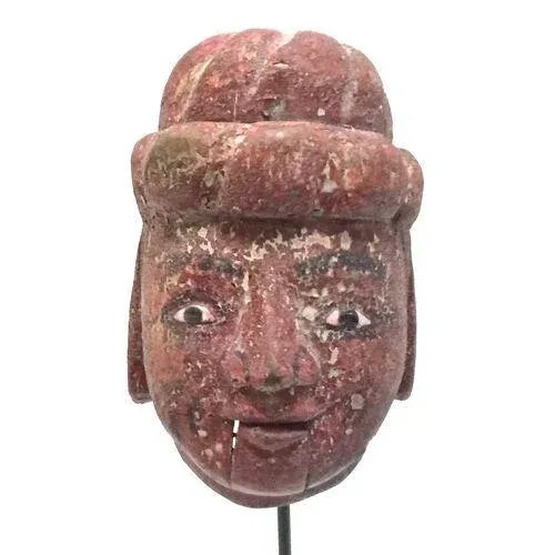 Antique Carved Burmese Wooden Puppet Head For Sale - Image 4 of 7