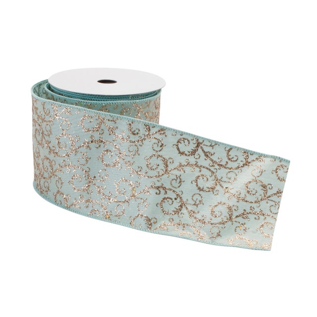 Add a touch of elegance and sparkle to your holiday creations with the Orante Blue and Gold Glitter Wired Ribbon....