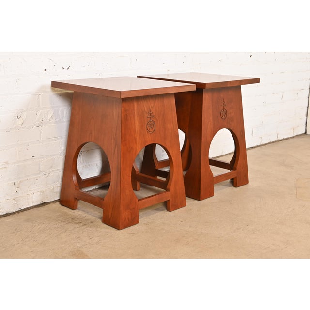 Roycroft Roycroft Arts & Crafts Cherry Wood Tabourets by Stickley, Pair For Sale - Image 4 of 10