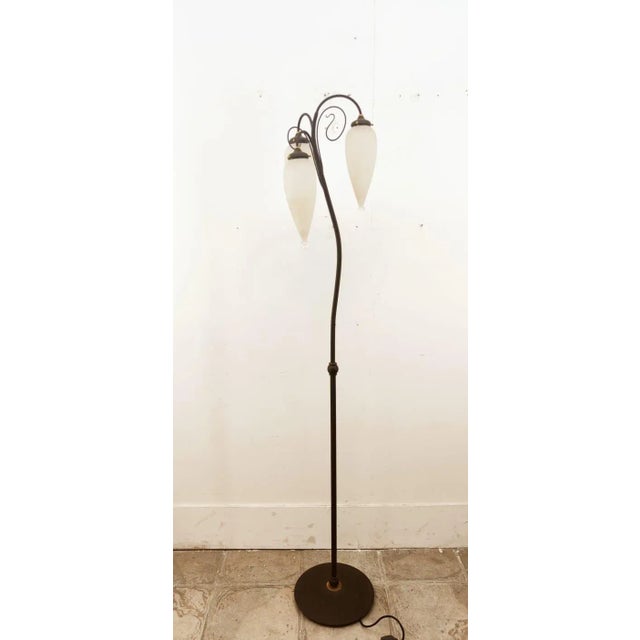 Mid-Century Modern Molano Murano Glass Wrought Iron Floor Lamp For Sale - Image 3 of 13