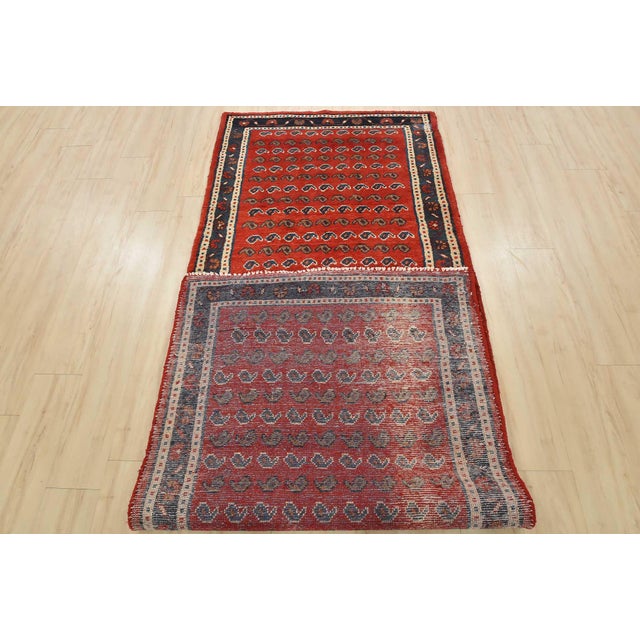Mahal Runner 3’9” X 10′ Red Wool Vintage Tribal Hand-Knotted Oriental Rug For Sale - Image 12 of 13
