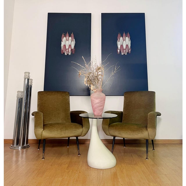 Vintage Murano Italian Poliedri White and Pink Albaster Wall Sconces, 1990, Set of 2 For Sale - Image 12 of 14