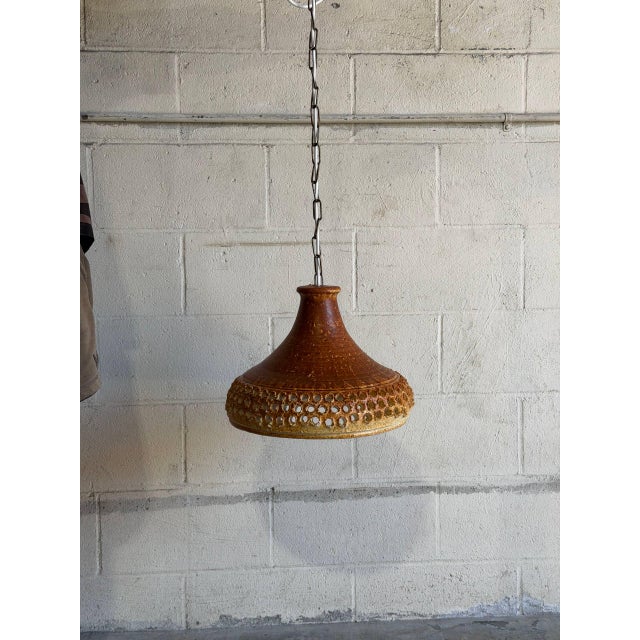 Mid 20th Century Mid 20th Century Mid-Century Modern Orange Ceramic Pendant Ceiling Lamp For Sale - Image 5 of 10