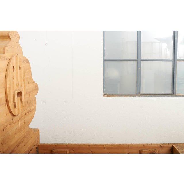 Bed with Headboard and Frame in Pine by Mario Ceroli for Poltronova, 1974 For Sale - Image 13 of 18