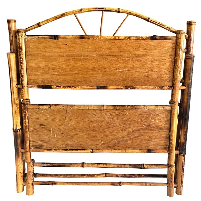 1970s Vintage Burnt Bamboo Wall Shelf With Towel Rack in the French Colonial Style For Sale - Image 5 of 8