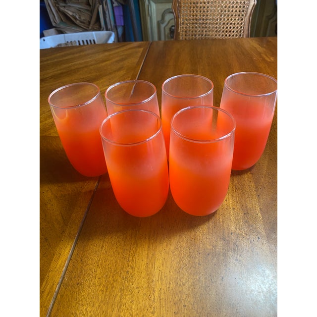1950s Blendo 6 Orange Frosted 14oz Tumblers For Sale - Image 9 of 11