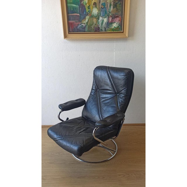 Scandinavian Leather Armchair, 1970s For Sale - Image 16 of 18