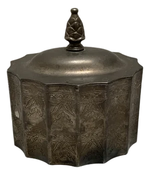 Vintage Velvet Lined Pewter Jewel Decor Box