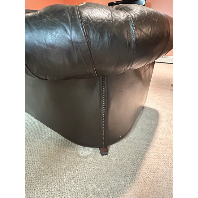 Large Vintage Black Leather Chesterfield Sofa For Sale - Image 12 of 12