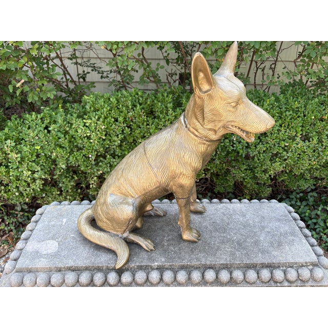 1960s Hollywood Regency Brass German Shepherd For Sale In Houston - Image 6 of 13