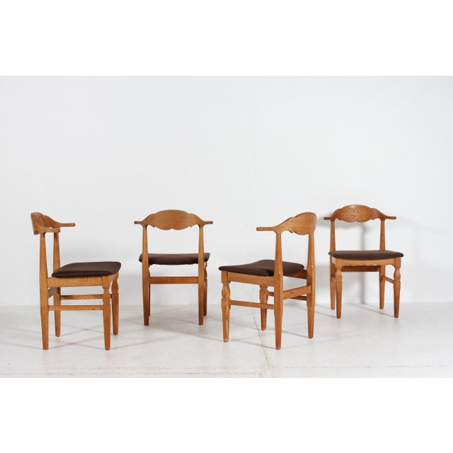 Danish Dining Chairs in Oak by Henning Kjærnulf for EG Møbler, 1970s, Set of 4 For Sale - Image 4 of 15