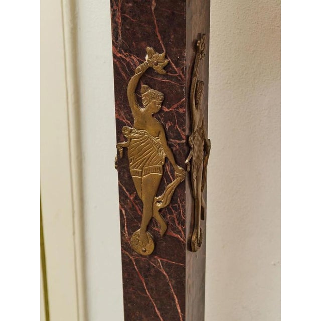 Empire Red Marble Pedestals with Brass Applications, Set of 2 For Sale - Image 3 of 10