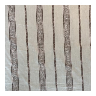 Carolina Irving Patmos Stripe Linen Fabric in Mocha- 4 Yards For Sale