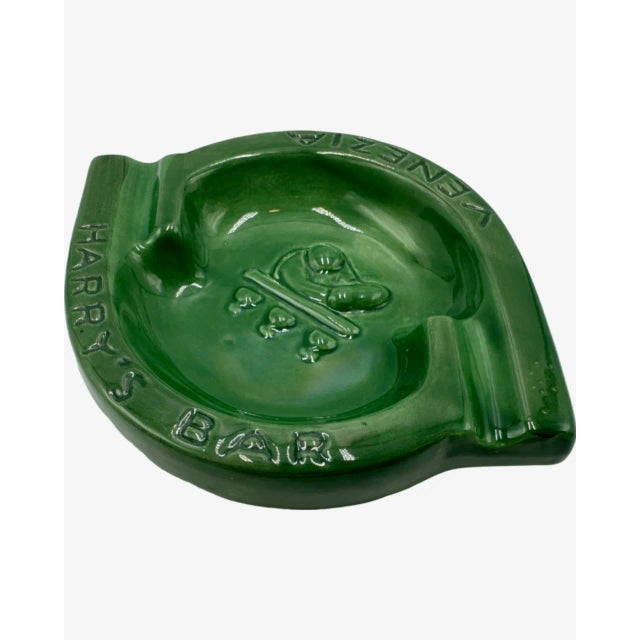 Vintage Harry's Bar Venezia Italy Ashtray Green Ceramic Dish | Chairish