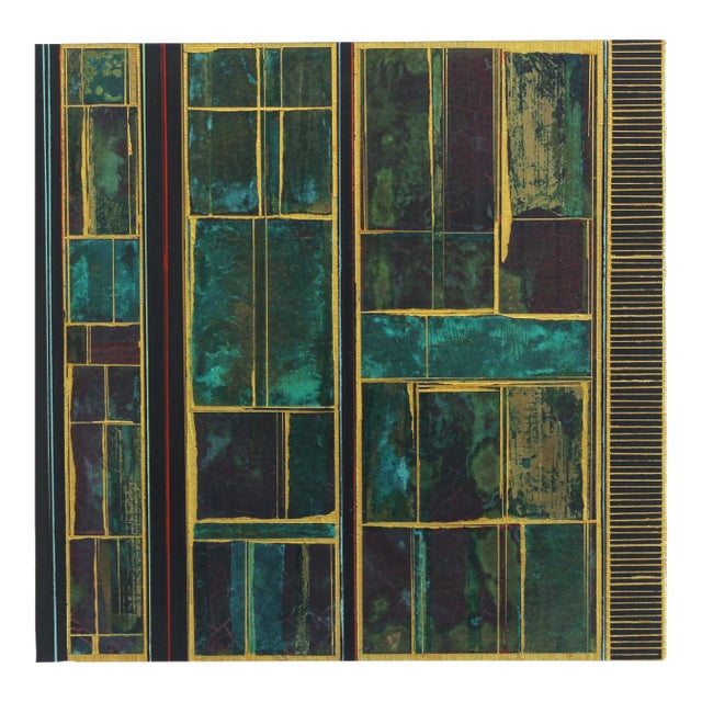 Modern "Fields No. 3" Original Geometric Green Painting by Alexander Eulert For Sale