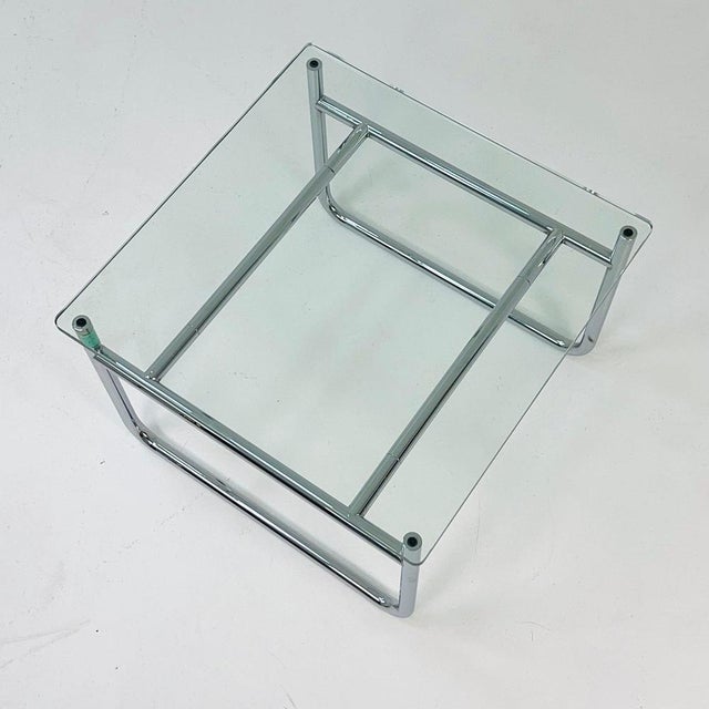 Mid-Century Bauhaus Coffee Table Chrome and Glass, France, 1980s For Sale - Image 9 of 11