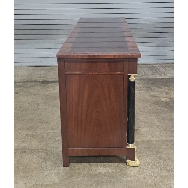 Kindel National Trust Empire Flame Mahogany Sideboard Gilt Paw Feet Faux Marble For Sale - Image 10 of 12