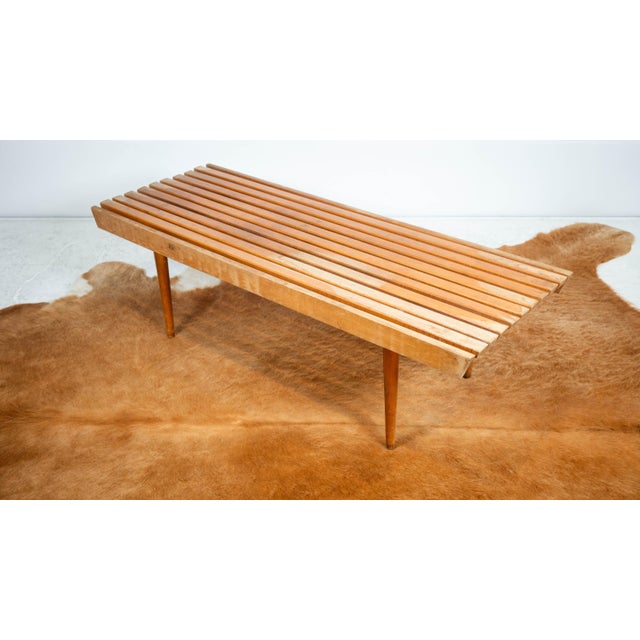 1970s Mid-Century Modern Slat Wood & Glass Coffee Table For Sale - Image 12 of 12