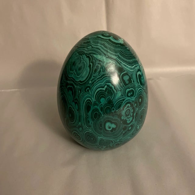 Fabulous Malachite pattern egg. Glazed porcelain. Made in the Mid 20th Century.