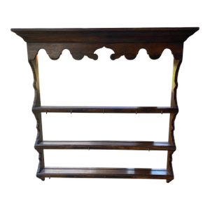 Vintage Wooden Wall Mount Plate Rack or Display Shelf