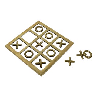 Vintage Mirrored Brass Tic Tac Toe Game Board For Sale