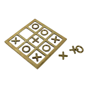 Vintage Mirrored Brass Tic Tac Toe Game Board