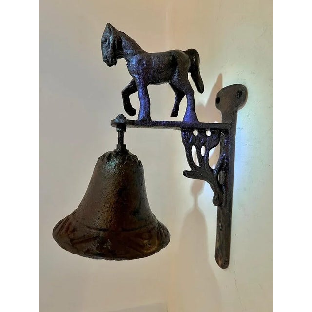 Metal Hanging Doorway Entry Shoppe Bell with Horse For Sale - Image 7 of 13