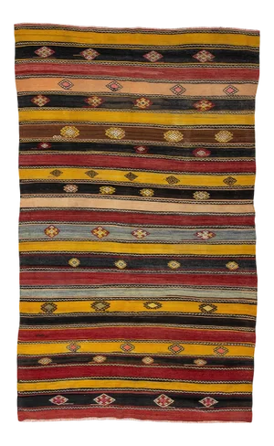 Vintage Turkish Striped Kilim Rug