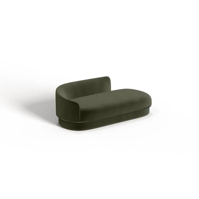 Modern Gentle Daybed in Green Velvet and Bronze Metal by Javier Gomez For Sale - Image 4 of 4