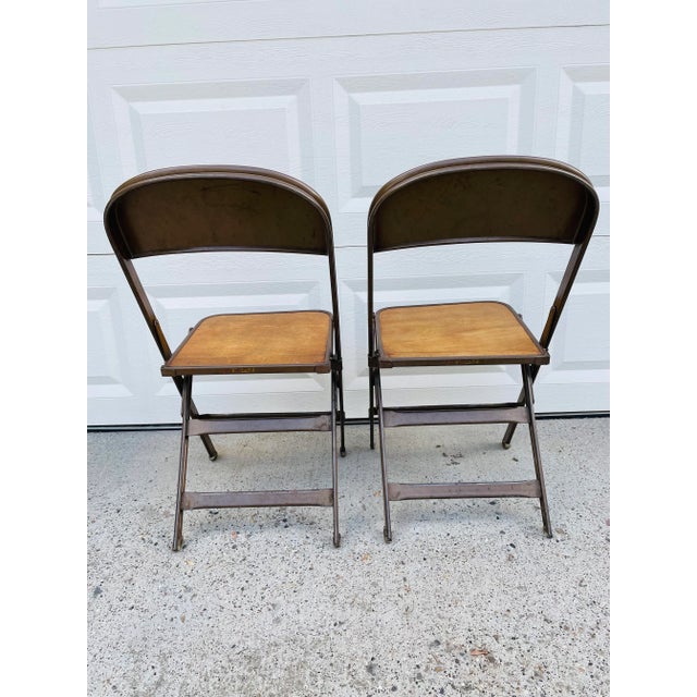 Vintage 1950s Industrial Metal Veterans of Foreign Wars Folding Chairs - Set of 2 For Sale - Image 10 of 12