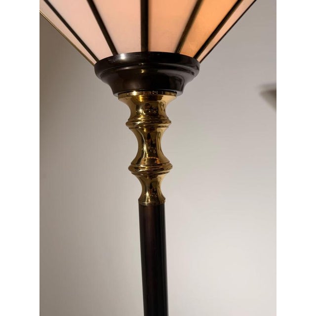 Art Deco Torchiere Floor Lamp in Metal, Brass, and Glass For Sale - Image 3 of 7