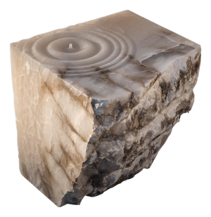 Aqua Fossil Drop Sculpture Side Table in Alabaster by Amarist Studio